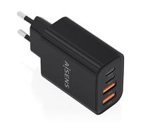 AISENS Caricatore GAN 32 W, 2 x USB-C PD3.0, 2 x USB-A, nero