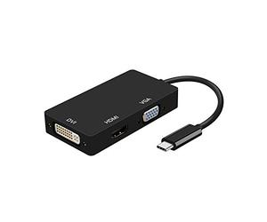 AISENS - Convertitore da USB-C a DVI/HDMI/VGA, USB-C/M-DVI/H-HDMI/H-VGA/H, nero, 15 cm
