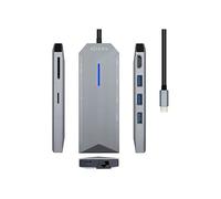 AISENS - DOCK USB-C 8 IN 1, USB-C A 1xHDMI, 1xRJ45, 3xUSB, 1xPD, 1xSD, 1xMICRO SD, GRIGIO, 15CM