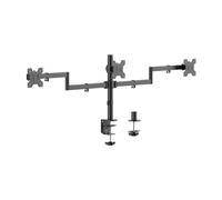 AISENS - DT27TSR-281 - Supporto da tavolo Eco girevole e inclinabile per 3 monitor da 10 kg (3 pin, 2 braccia) da 13-27, nero