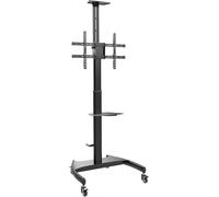 AISENS ECO Supporto da Pavimento con Ruote e Manovella, Vassoio DVD e Supporto per Fotocamera per Monitor/TV 50Kg da 37-70, Nero