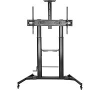 AISENS ECO Supporto da Pavimento con Ruote e Manovella, Vassoio DVD e Supporto per Fotocamera per Monitor/TV 100Kg da 60-100, Nero