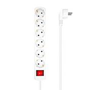 REGLETA CON INTERRUPTOR AISENS A154-0535 6 TOMAS DE CORRIENTE BLANCO