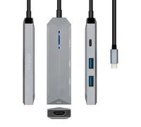 AISENS USB-C Dock 4 EN 1, USB-C A 1XHDMI, 2XUSB, 1XPD, GRIS, 15 CM