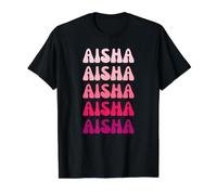 Aisha First Name Minimalist Design Maglietta con Stampa Grafica Economica, Uomo, Nero, L
