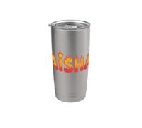 Aisha On Fire - Parola artistica con nome e scritta "Cute Custom" Bicchiere termico in acciaio inox doppia parete