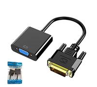 AISHTEC Adattatore da DVI a VGA, Cavo convertitore attivo da DVI-D a VGA 1080P, da maschio a femmina, compatibile con 60 Hz e 3D per collegare sistemi DVI a schermi VGA - Nero, 16 cm