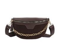 AISI Marsupio da donna in pelle per ragazze, con strass glitterati e nappe, borsa a tracolla con rivetti, Marrone