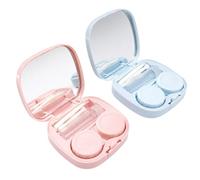 Aisikoo 2 contenitori per lenti a contatto, lenti morbide, set da viaggio con specchio, lenti a contatto e pinzette, contenitore per lenti a contatto a prova di perdite, L/R Box