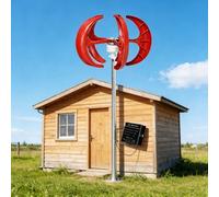 AISINILALAO Lanterna generatore Eolico a Bassa Vibrazione 20000W AC 12V 24V, Kit di Turbine eoliche a 5 Pale a ASSE Verticale per casa, ibridi e lampione Stradale (con Controller MPPT),220v