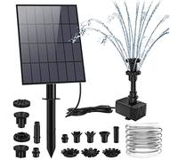 AISITIN Fontana Solare da Giardino Esterno 3,5W con Picchetti da terra - Pompa ad Energia Solare con Tubo Flessibile 1,5m e 8 Effetti Ugelli Fontana Solare per Laghetto/Stagni/Vasca Uccelli/Giardino