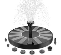 AISITIN Fontana Solare da Giardino Esterno con 6 Ugelli e 4 Fissatori Fontana Solare per Laghetto Pompa Acqua Energia Solare per Bagno per Uccelli,Stagno,Decorazione del Giardino (1 pezzo)