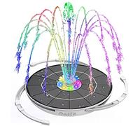 AISITIN Fontana Solare LED 6,5W per Laghetto con Supporto Regolabile, Pompa per Giardino a Luci Multicolori e Ugelli Intercambiabili, Fontana Energeticamente Efficiente per Vasca Uccelli e Giardino