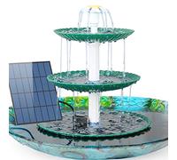 AISITIN Kit Fontana Solare Fai-da-Te con Vasca per Uccelli, Pompa Solare 3,5W e Mangiatoia a 3 Livelli per Esterni, Vasca da Bagno Rimovibile e Decorazione per Giardino/Giochi d'Acqua (Verde)
