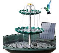 AISITIN Kit Fontana Solare Fai-da-Te con Vasca per Uccelli, Pompa Solare 3,5W e Mangiatoia a 3 Livelli per Esterni, Vasca da Bagno Rimovibile e Decorazione per Giardino/Giochi d'Acqua (Verde Scuro)