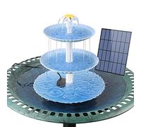AISITIN Kit Fontana Solare Fai-da-Te con Vasca per Uccelli, Pompa Solare 3,5W e Mangiatoia a 3 Livelli per Esterni, Vasca da Bagno Rimovibile e Decorazione per Giardino/Giochi d'Acqua (Celeste)