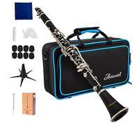 Aisiweier Clarinetto in ebanite nera per studenti principianti, con chiavi placcate in nichel, cintura, grasso per articolazioni, guanti bianchi, panno morbido per lucidare, 8 bocchini, clarinetti