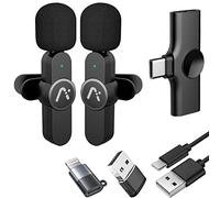 Aisizon Microfoni wireless a clip, microfono A2d un paio due, per telefoni Android, iPhone 15, laptop, registrazione video