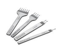 Aiskaer Set di punzoni per cuciture in pelle, scalpello diamantato, 5 mm, in acciaio bianco, 1/2/4/6 rebbi, per artigianato in pelle fai da te