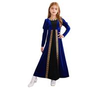 Aislor Abito Gotico Vestito da Bambina retrò Medievale Abito Vittoriano Palazzo Abito da Dama Medievale Ragazza Abito da Sera Gotico in Velluto Blu Reale 15-16 Anni