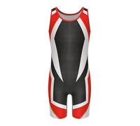 Aislor Bambini e Ragazzi Wrestling Singlet Athletic Leotard Bodysuit Senza Manica Body da Ginastica Artistica Tuta Intera Corta per Mountain Ciclismo Palestra Rosso B 13-14 anni