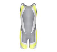 Aislor Bambini e Ragazzi Wrestling Singlet Athletic Leotard Bodysuit Senza Manica Body da Ginastica Artistica Tuta Intera Corta per Mountain Ciclismo Palestra Giallo B 13-14 anni