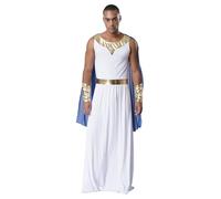 Aislor Costume Dio Greco Uomo Abito Imperatore Romano per Adulti Vestito Greco Senza Manica Toga Zeus Costumi di Carnevale Halloween Gioco di Ruolo Blu L