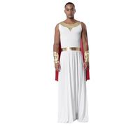 Aislor Costume Dio Greco Uomo Abito Imperatore Romano per Adulti Vestito Greco Senza Manica Toga Zeus Costumi di Carnevale Halloween Gioco di Ruolo Borgogna L