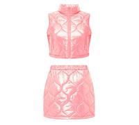 Aislor Donna Gilet Piumino Lucido Completo E Grembiule Gonfiato Donne Teddy | Streetwear,Completo Abbigliamento Piumino In Due Pezzi,Brillante Festival Rave,Club,Camminare,Skating,Viaggio,Raccolte