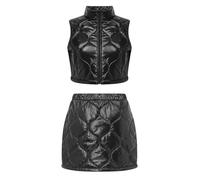 Aislor Donna Gilet Piumino Lucido Completo E Grembiule Gonfiato Donne Teddy | Streetwear,Completo Abbigliamento Piumino In Due Pezzi,Brillante Festival Rave,Club,Camminare,Skating,Viaggio,Raccolte