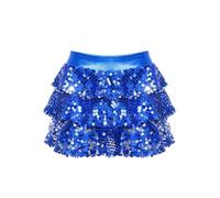 Aislor Gonna Bambina e Ragazza Gonna a Pieghe Vita Elasticizzata con Paillettes Scintillante Minigonna per Ragazza e Metallizzata Lucida Volant a 3 Strati Blu Reale 5-6 Anni