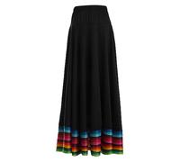 Aislor Gonna Lunga da Donna Vita Elasticizzata Costume da Ballo Gonna Flamenco Abito Spagnolo Standard Nero 87 cm XL
