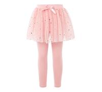 Aislor Leggings Stretch con Gonna in Cotone Bambina Gonna-Pantaloni Lunghi Tutu Gonna Brillante Ragazze Pantaloni Estivi Pantaloni da Danza Yoga Ragazza Leggins Casual A Rosa 7-8 Anni