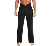 Aislor Pantaloni da Ballo Latino da Uomo con Bottoni e Tasche Pantaloni Lunghi da Danza Classica Moderna Pantalone da Ballo Standard Samba Rumba Valzer Nero XL