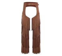 Aislor Pantaloni da Cowboy Uomo con Nappa Costume da Cowboy Occidentale Pantaloni in Pelle Scamosciata Senza Cavallo Costume da Festa di Halloween Marrone scuro 3XL