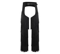 Aislor Pantaloni da Cowboy Uomo con Nappa Costume da Cowboy Occidentale Pantaloni in Pelle Scamosciata Senza Cavallo Costume da Festa di Halloween Nero M