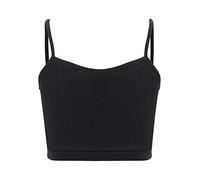 Aislor Reggiseno Casual per Bambina Tinta Unita Canotta Sportiva da Allenamento Ragazza Canottiera da Ballo Yoga Crop Top Nero 11-12 Anni