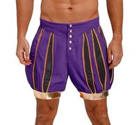 Aislor Uomini Adulti Abito del XVIII secolo Calzoncini da spettacolo Calze da danza Costume di principe e re maschile Alta vita Calzoni larghi Purple XXL