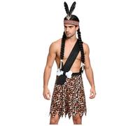 Aislor Uomo Costume Preistorico Dell'Età Della Pietra Uomini Delle Caverne | Stampa Di Leopardo,Bretella Spalla In Falso Pelle Capra,Wrestling Singlet,Ball Mascherato,Festa Halloween,San Valentino