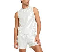 Aislor Uomo Set Abbigliamento Sportivo Due Pezzi Set Top Senza Maniche E Bermuda Jogging Completo Due Pezzi Top Olografico Appuntamento Bianco S