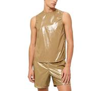 Aislor Uomo Set Abbigliamento Sportivo Due Pezzi Set Top Senza Maniche E Bermuda Jogging Completo Due Pezzi Top Olografico Appuntamento Cachi S