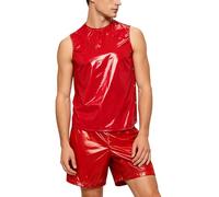 Aislor Uomo Set Abbigliamento Sportivo Due Pezzi Set Top Senza Maniche E Bermuda Jogging Completo Due Pezzi Top Olografico Appuntamento Rosso L