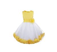 Aislor Vestito Elegante Bambina Cerimonia con 3D Fiori Abiti Damigella Tutu Abito Comunione Senza Maniche Ragazza Abiti da Sposa Matrimonio Vestitini Festa Compleanno Giallo 3-4 Anni