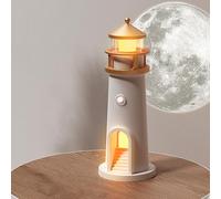 Aisny Decorazione Faro, Faro con Luce a LED Proiezione Lunare Lampada Faro con Sensore di Luce Automatico Regalo per Natale Compleanno Ringraziamento San Valentino, 24 x 7 cm