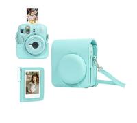 Aisnyho Custodia per fotocamera istantanea e album fotografico a 28 tasche per Instax Mini 13/12, custodia protettiva in pelle PU con tracolla e tasca per foto, Verde Laguna, Compatto