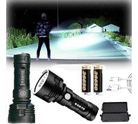 Aisoway 30000-100000 lumen Lampada impermeabile LED ad alta potenza, Ultra luminosa 3 modalità La più potente torcia elettrica ricaricabile 50W XLM-P70 USB ( -, Doppia batteria)