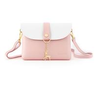 AISPARKY Small Crossbody Purse, PU Leather Small Purse for Girls With Pendant with Strap/Gold Chain Strap, Rosa