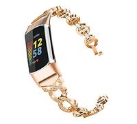 AISPORTS Compatibile con Cinturino Fitbit Charge 5, Cinturino di Ricambio per Cinturino Sportivo in Metallo con Strass in Cristallo Scintillante Glitterato Sottile per Fitbit Charge 5 Activity Tracker