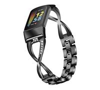 AISPORTS Compatibile con Cinturino Fitbit Charge 5 Donna, Cinturino di Ricambio in Metallo Regolabile con Cinturino in Metallo con Strass in Cristallo Bling Glitter per Fitbit Charge 5 Fitness Tracker