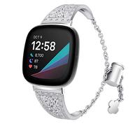 AISPORTS Compatibile con Cinturino Fitbit Sense/Fitbit Versa 3 per Donna,Cinturino Sottile in Cristallo Bling Diamond con Fibbia in Metallo Cinturino di Ricambio per Fitbit Sense/Fitbit Versa 3